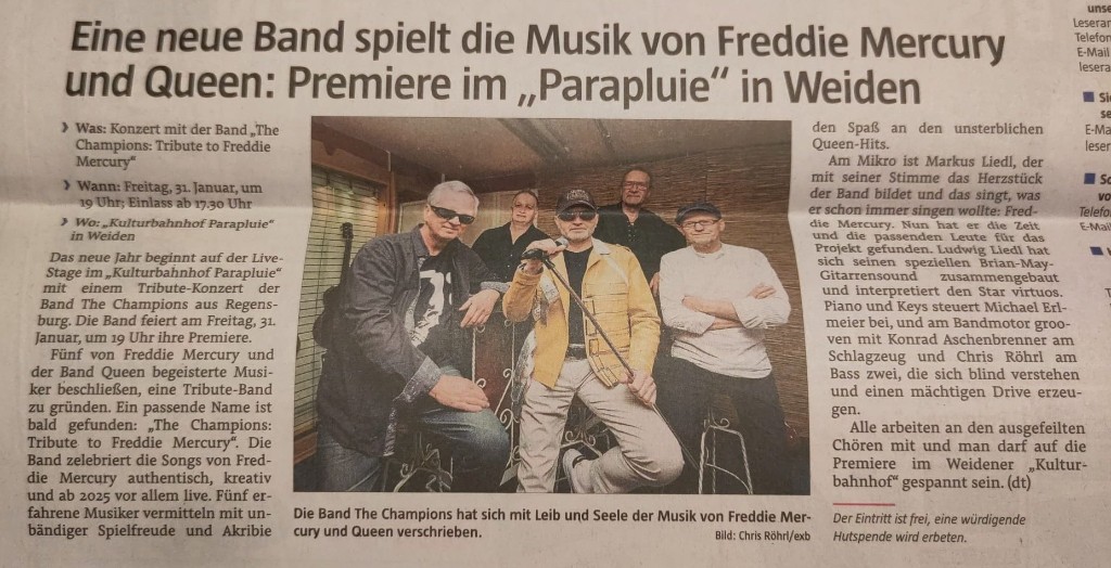 Zeitungsartikel über The Champions – Pressearbeit und Öffentlichkeitsarbeit